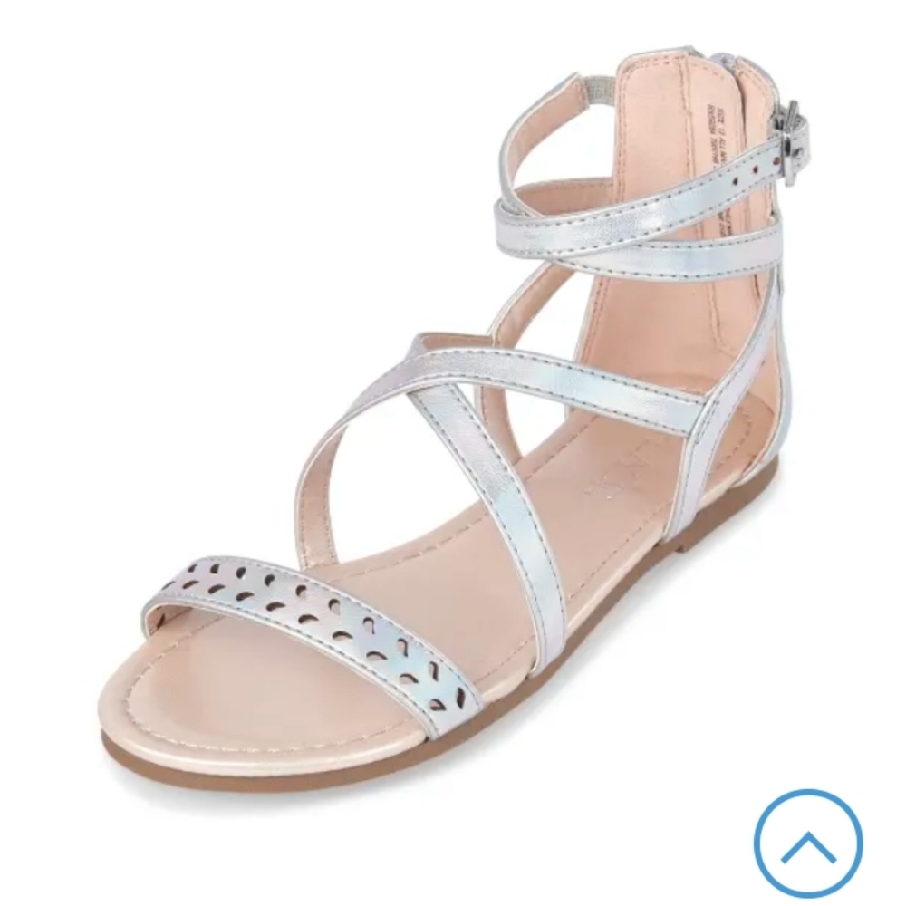 Girls Holographic Laser Cut Gladiator Sandals